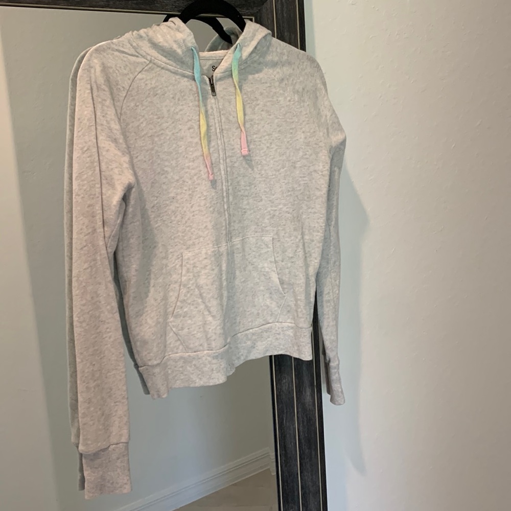 so lounge life favorite light grey hooded zip-up sweatshirt
